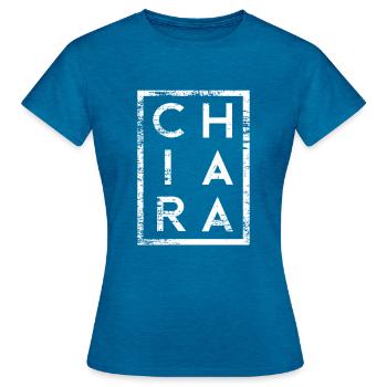 Chiara Minimalismus - Frauen T-Shirt - Antikblaues Saphir meliert - Vorne - AI Model Female 172 dark (172cm)