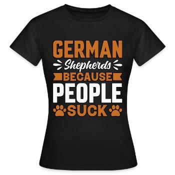 Deutsche Schäferhunde, weil Menschen sind - Frauen T-Shirt - Schwarz - Vorne - AI Model Female 172 dark (172cm)
