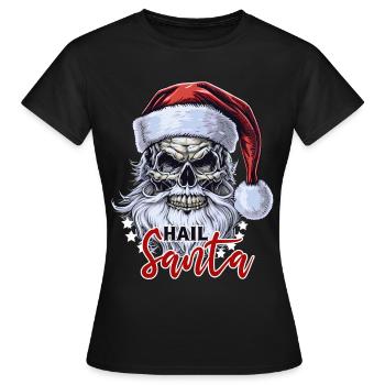 Funny Hail Santa Claus Skull Skeleton Antichrist C - Frauen T-Shirt - Schwarz - Vorne - AI Model Female 172 dark (172cm)