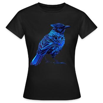 Geometric Blue Jay Bird Colorful Abstract Bird Lov - Frauen T-Shirt - Schwarz - Vorne - AI Model Female 172 dark (172cm)