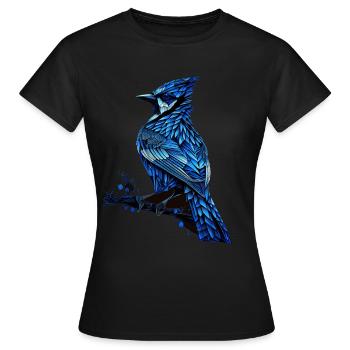 Geometric Blue Jay Bird Colorful Abstract Bird Wat - Frauen T-Shirt - Schwarz - Vorne - AI Model Female 172 dark (172cm)