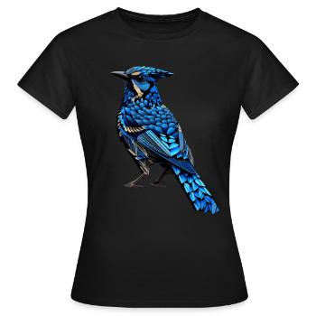 Geometric Blue Jay Bird Colorful Abstract Birding - Frauen T-Shirt - Schwarz - Vorne - AI Model Female 172 dark (172cm)