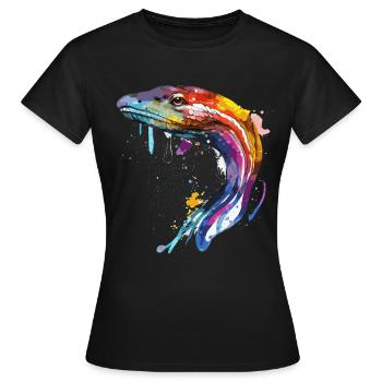 Aquarelle Anguille colorée Pêche en eau douce Plein air - T-shirt Femme - noir - Devant - AI Model Female 172 dark (172cm)
