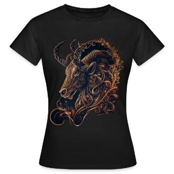 Artistic Capricorn Zodiac Symbol Astrology Goat He - Frauen T-Shirt - Schwarz - Vorne - AI Model Female 172 dark (172cm)