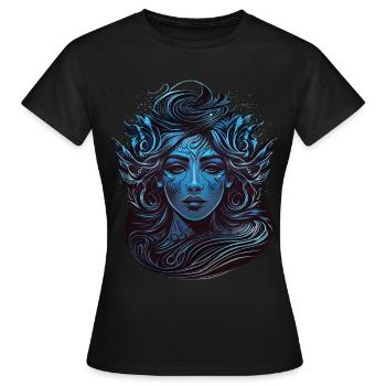 Verseau, déesse grecque antique, signe du zodiaque astrologique - T-shirt Femme - noir - Devant - AI Model Female 172 dark (172cm)