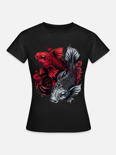 Pisces Koi Fish Zodiac Astrology Sign Japanese Aes - Women's T-Shirt - black