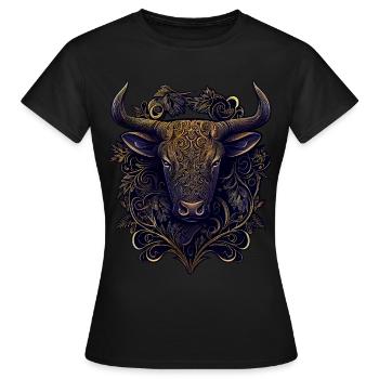 Year Of The Ox Taurus Abstract Chinese Zodiac Spir - Women's T-Shirt - black - Front - AI Model Female 172 dark (172cm)