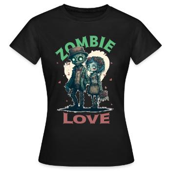 Zombie Love Cute Horror Undead Couple Valentine's - Frauen T-Shirt - Schwarz - Vorne - AI Model Female 172 dark (172cm)