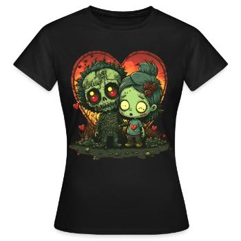 Mignon Chibi Zombie Cadavre Horreur Apocalyptique Valent - T-shirt Femme - noir - Devant - AI Model Female 172 dark (172cm)