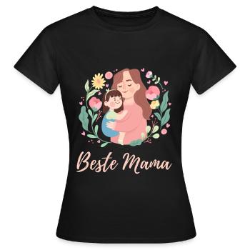 Beste Mama Blumen Mama Tochter Geschenk - Frauen T-Shirt - Schwarz - Vorne - AI Model Female 172 dark (172cm)