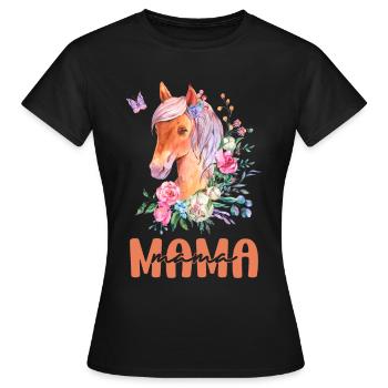 Pferd Mama Mom Mutter Muttertag Geschenkidee - Frauen T-Shirt - Schwarz - Vorne - AI Model Female 172 dark (172cm)