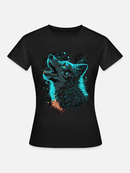 Badass Howling Wolf Wild Animal Lover - Women's T-Shirt - black