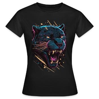 Panther Wild Cat Illustration Wildlife Lover - Frauen T-Shirt - Schwarz - Vorne - AI Model Female 172 dark (172cm)