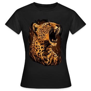 Cheetah Wild Cat Illustration Wildlife Lover - T-shirt Femme - noir - Devant - AI Model Female 172 dark (172cm)