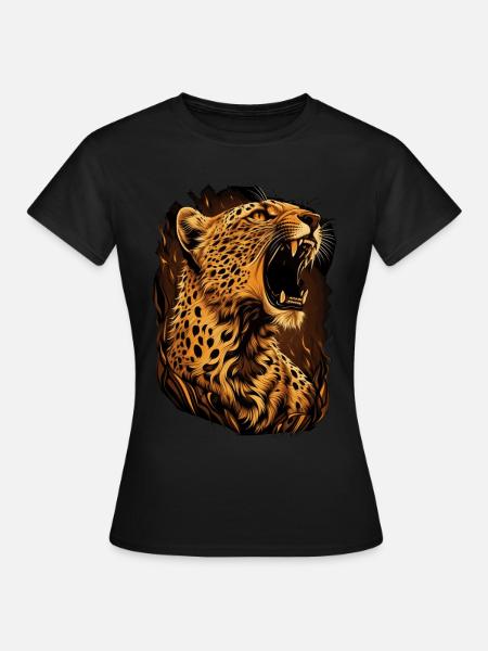 Cheetah Wild Cat Illustration Wildlife Lover - T-shirt Femme - noir