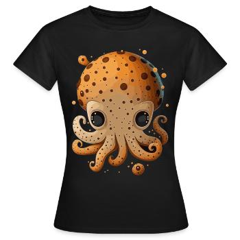 Mignon Cartoon Octopus Lover Kawaii Anime Kraken - T-shirt Femme - noir - Devant - AI Model Female 172 dark (172cm)