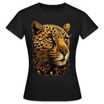 Cheetah Illustration Wild Cat Wildlife Lover - T-shirt Femme - noir - Devant - AI Model Female 172 dark (172cm)