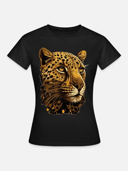 Cheetah Illustration Wild Cat Wildlife Lover - T-shirt Femme - noir