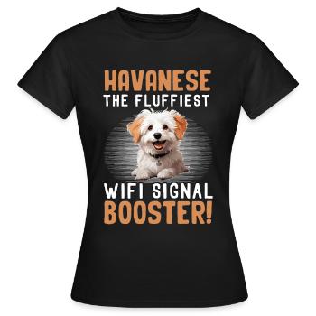 Le bichon havanais est l’amplificateur de signal wifi le plus moelleux - T-shirt Femme - noir - Devant - AI Model Female 172 dark (172cm)