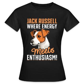 Jack Russell, là où l’énergie rencontre l’enthousiasme - T-shirt Femme - noir - Devant - AI Model Female 172 dark (172cm)