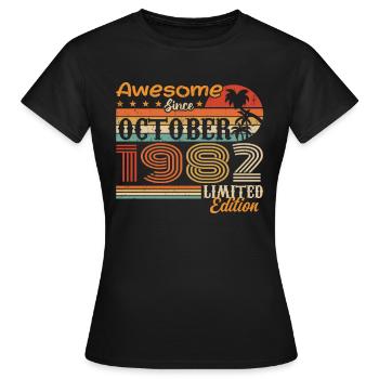 1982 Oktober Vintage - Oktober 1982 - Frauen T-Shirt - Schwarz - Vorne - AI Model Female 172 dark (172cm)
