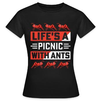 La vie est un pique-nique avec des fourmis - T-shirt Femme - noir - Devant - AI Model Female 172 dark (172cm)