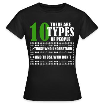 Binary Code Funny Programmer Saying Coding - Frauen T-Shirt - Schwarz - Vorne - AI Model Female 172 dark (172cm)