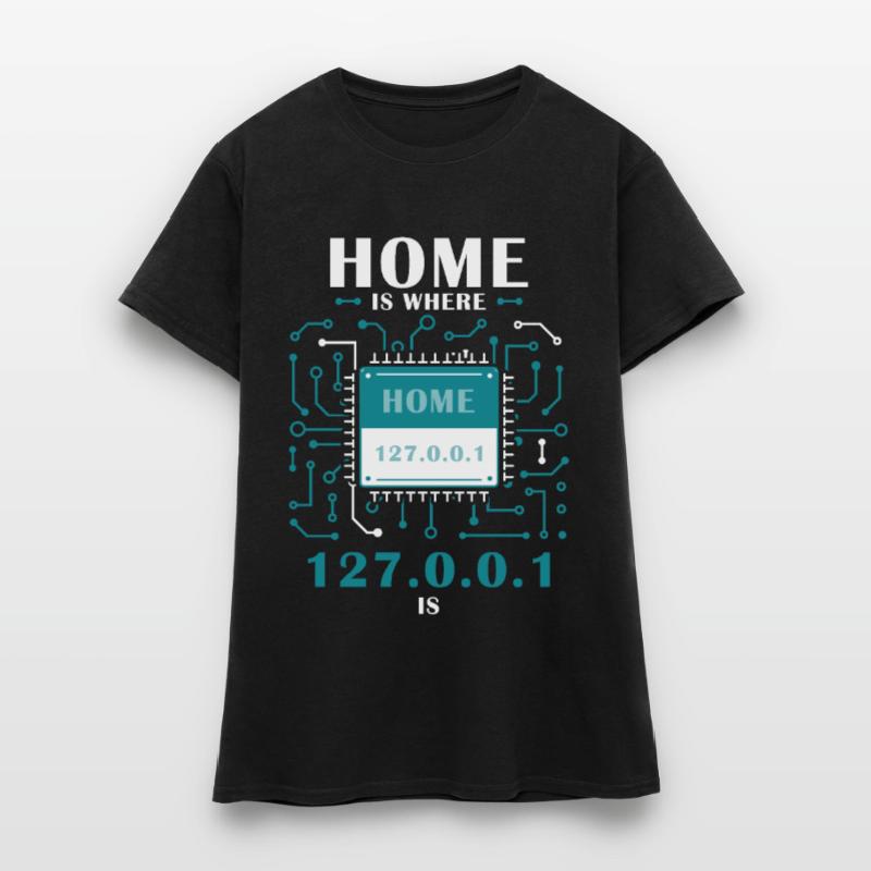 Home Is Where Localhost is Funny Computer Tech Pro Frauen T-Shirt