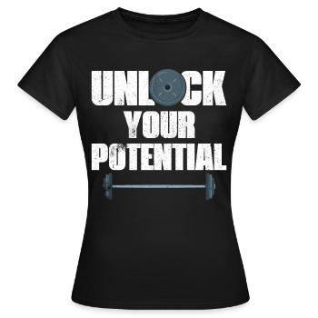 Unlock Your Potential Gym Fitness Workout - Frauen T-Shirt - Schwarz - Vorne - AI Model Female 172 dark (172cm)