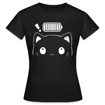 Yume Kawaii Neko Battery Icon Cute Minimalist Aest - Frauen T-Shirt - Schwarz - Vorne - AI Model Female 172 dark (172cm)