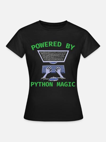 Powered by Python Magic Python Programming Coding - Frauen T-Shirt - Schwarz