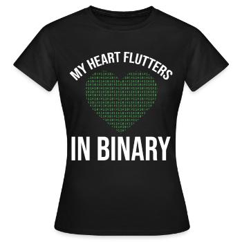 My Heart Flutters In Binary Programmer Computer - Frauen T-Shirt - Schwarz - Vorne - AI Model Female 172 dark (172cm)