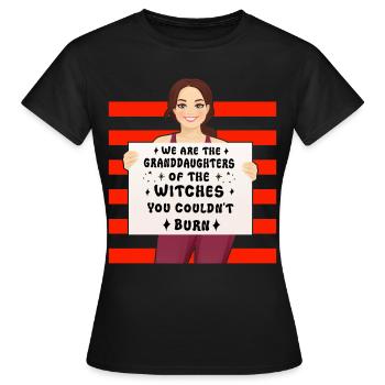 Wir sind die Enkelinnen der Hexen, ihr - Frauen T-Shirt - Schwarz - Vorne - AI Model Female 172 dark (172cm)