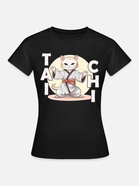 Chinese Martial Art Cat Mental Meditation Tai Chi - Frauen T-Shirt - Schwarz