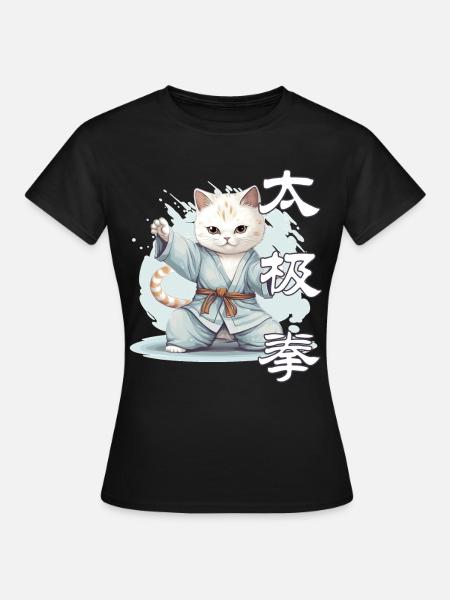 Tai Chi Martial Arts Cat Chinese Meditation Qi Gon - Frauen T-Shirt - Schwarz