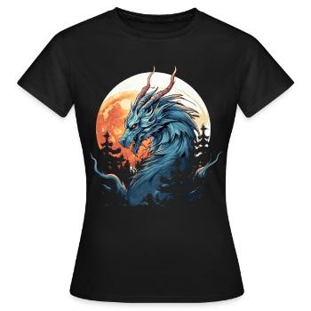 Full Moon Forest Traditional Chinese Dragon - Frauen T-Shirt - Schwarz - Vorne - AI Model Female 172 dark (172cm)