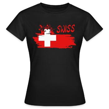 Swiss Schweiz - Frauen T-Shirt - Schwarz - Vorne - AI Model Female 172 dark (172cm)
