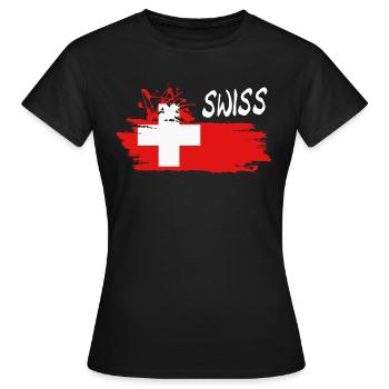 Swiss Schweiz - Frauen T-Shirt - Schwarz - Vorne - AI Model Female 172 dark (172cm)