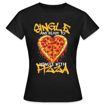 Heart Shaped Pizza Funny Anti Valentines Day - Frauen T-Shirt - Schwarz - Vorne - AI Model Female 172 dark (172cm)