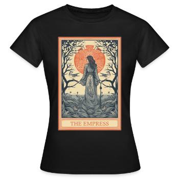 The Empress Vintage Tarot Card Japanese Nature - Frauen T-Shirt - Schwarz - Vorne - AI Model Female 172 dark (172cm)