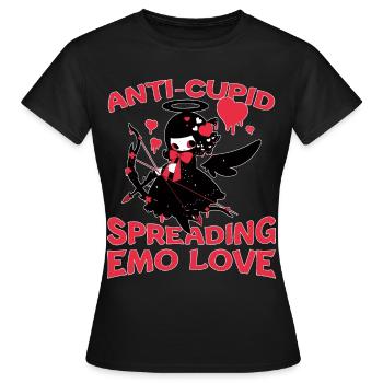 Anti Cupid Spreading Emo Love Gothic Cupid Creepy - Frauen T-Shirt - Schwarz - Vorne - AI Model Female 172 dark (172cm)