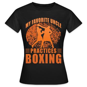 Mein Lieblingsonkel trainiert Boxen - Frauen T-Shirt - Schwarz - Vorne - AI Model Female 172 dark (172cm)