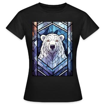 Polar Bear Wildlife Stained Glass Geometric Animal - Frauen T-Shirt - Schwarz - Vorne - AI Model Female 172 dark (172cm)