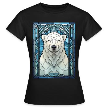 Arctic Polar Bear Stained Glass Geometric Animal - Frauen T-Shirt - Schwarz - Vorne - AI Model Female 172 dark (172cm)