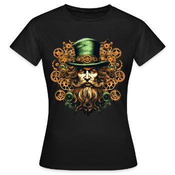 Steampunk Leprechaun Mechanical Irish Mythology - Frauen T-Shirt - Schwarz - Vorne - AI Model Female 172 dark (172cm)