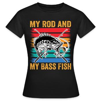 Meine Rute und mein Barschfisch - Frauen T-Shirt - Schwarz - Vorne - AI Model Female 172 dark (172cm)