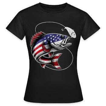 Bass Fish États-Unis d'Amérique - T-shirt Femme - noir - Devant - AI Model Female 172 dark (172cm)