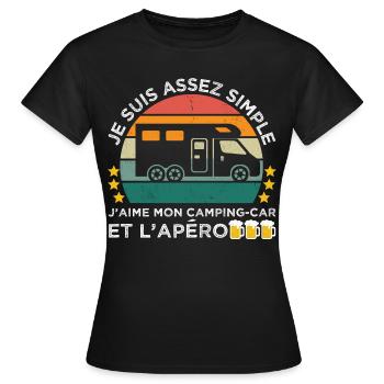 J' aime mon camping-car et l' apéro humour camping - T-shirt Femme - noir - Devant - AI Model Female 172 dark (172cm)