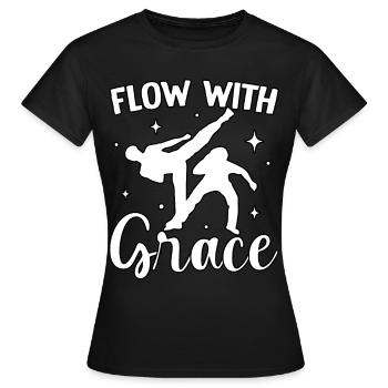Mit Anmut fließen - Frauen T-Shirt - Schwarz - Vorne - AI Model Female 172 dark (172cm)
