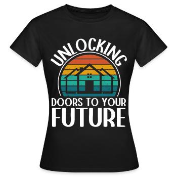 Agents immobiliers Agents immobiliers - T-shirt Femme - noir - Devant - AI Model Female 172 dark (172cm)